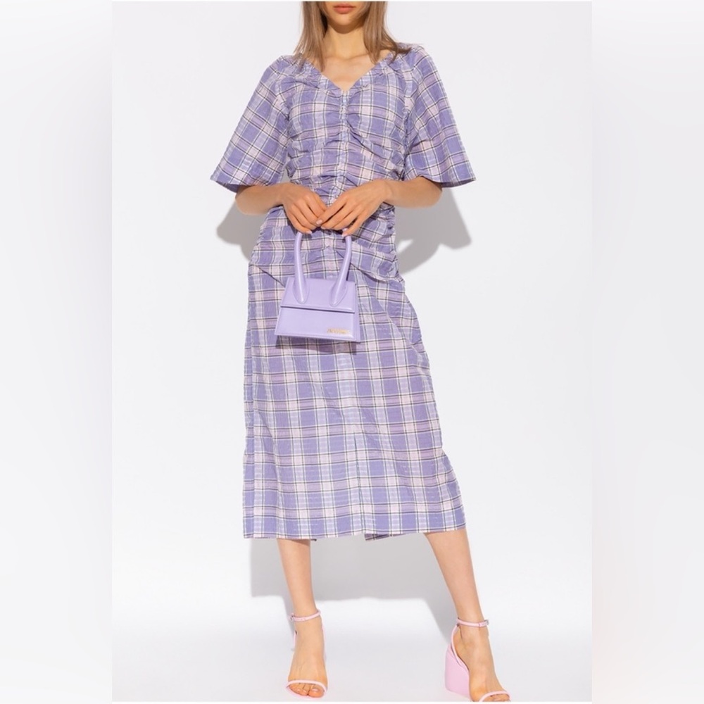 Ganni Purple Plaid Midi Dress